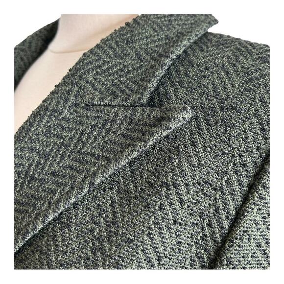 St John Blazer Green Black Jacket Textured Double Breasted Wool Blend Size 6 - Picture 6 of 12